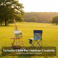 Foldable Outdoor Sketching Chair Includes Carry Bag Portable Artist Stool Sturdy Frame Folding Chair with Backrest Heavy Duty for Art Students, Travelers, Parks, Picnic, Garden, Hiking