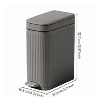 Step Pedal Trash Can Ribbed Lavatory Trash Can PP Waste Bin for Compact Areas