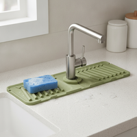 Silicone Faucet Splash Guard Mat for Kitchen Sink, Absorbent and Foldable