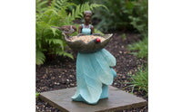 Bird Feeder Elegant Design Woman Statue Bird Feeder Hand-Painted Finish Leaf Bowl Garden Statue for Gardeners, Yard, Patio, Lawn
