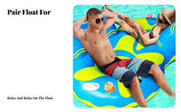 Long-Lasting PVC Material 2 Person Inflatable Lounger Easy to Inflate and Deflate Double Water Buoyant Platform Quick Inflation Valve