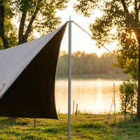 Coated Iron Tent Pole Silver Collapsible Tent Support Pole Pointed Tip Storage Bag