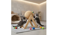 Interactive Rotating Cat Scratcher Ball Compact Cat Scratching Ball on Stand Space-Saving Pet Toy Stylish for Kittens