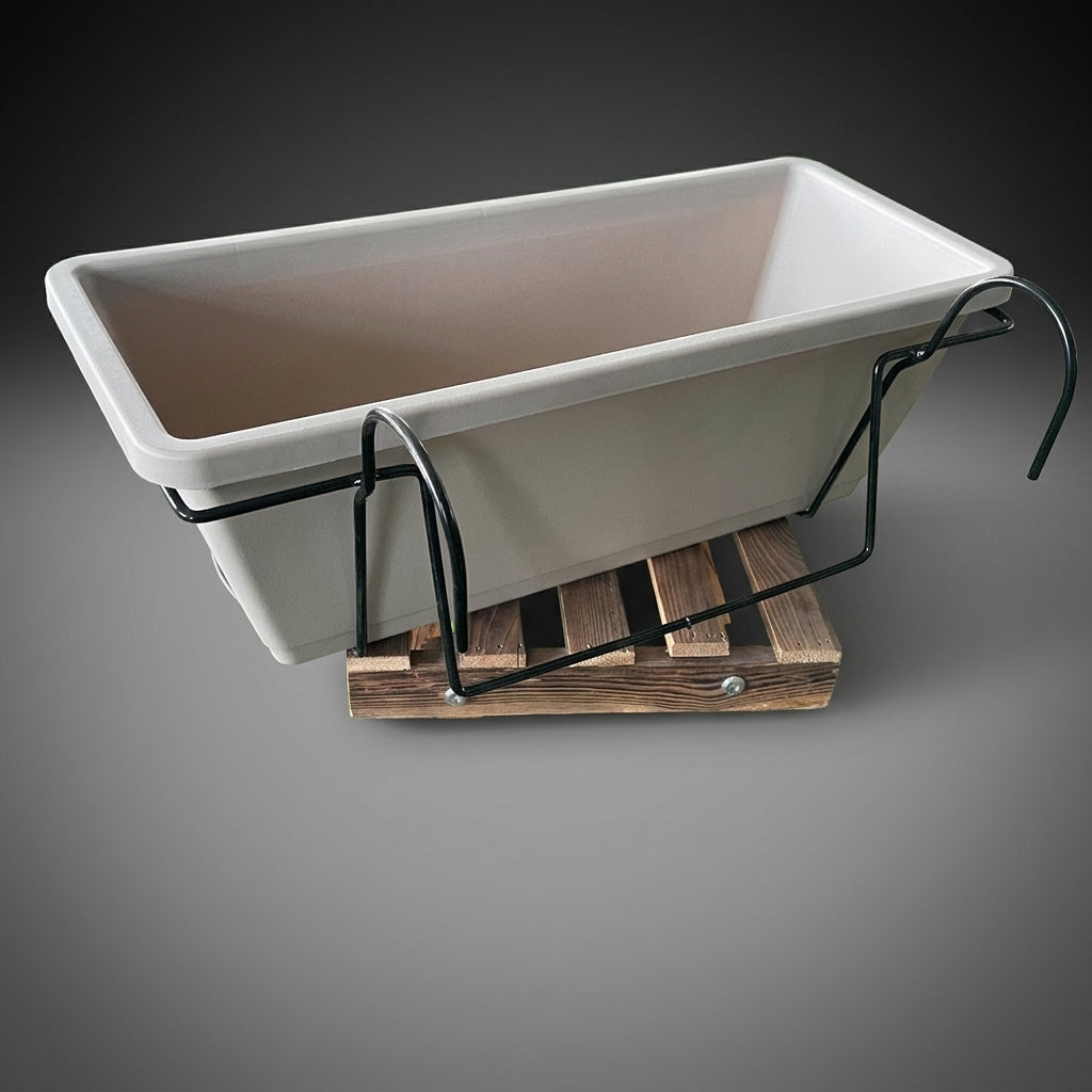 Plant Pots and Strawberry Planter for Outdoor Use, Resin Flower Pots with Drainage Tray and Fence Planter Hooks, 50cm Length Flower Box