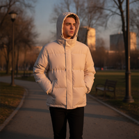 Men's Winter Hooded Puffer Jacket Loose Fit Cotton Padded Coat
