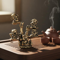 Brass Wealth God Statue Handmade Finish Tea Pet Figurine Handmade for Desk