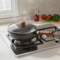 Uncoated Iron Pan Thickened Flat Bottom Wok Traditional Chinese Wok Versatile Small Iron Pot Hand-Crafted for Home Chefs