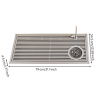Tea Making Coffee Pour Over Drain Rack Over the Sink with Faucet Opening Stainless Steel Beverage Tray with Cup Rinsing Device for Baristas, Cafes, Home Beverage Stations
