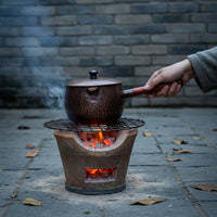 Copper Teapot with Wooden Handle Hammered Copper Teapot Long Pot for Collectors, Home Kitchen