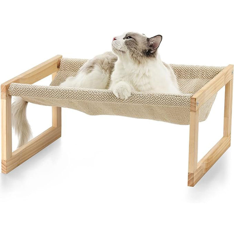 Pet Camp Bed for Dogs, Wooden, Removable and Washable, Breathable