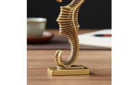 Nautical Decor Brass Seahorse Figurine Intricate Details Seahorse Desk Ornament Artisan-Made Miniature Brass Tea Pet for Collectors, Desktop, Office, Bookshelf