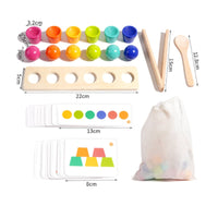 Color Sorting Toy Preschool Color Sorting Board Wooden Toy with Tweezers STEM Sensory for Toddlers, Kindergarten, Playroom