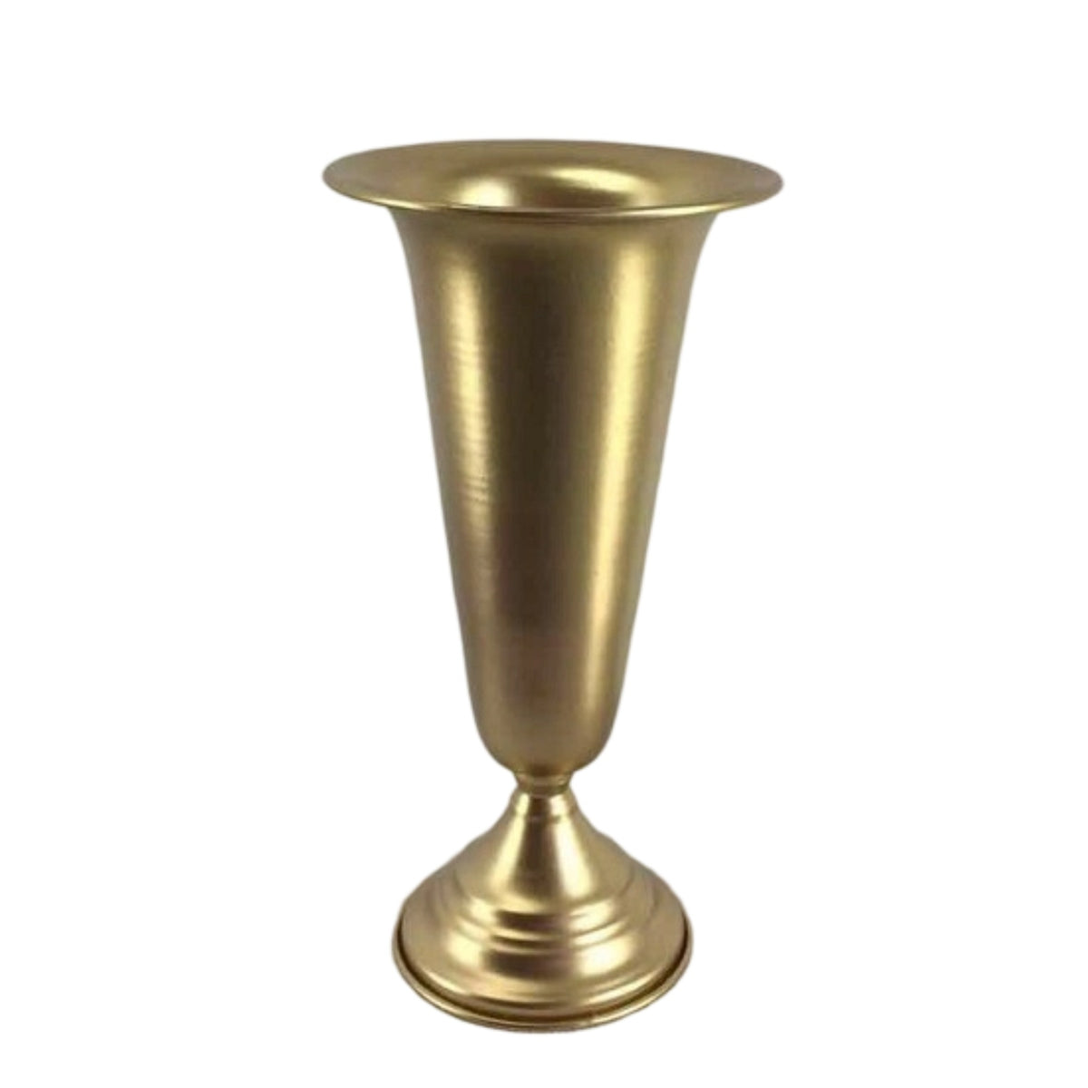 Gold-Toned Metal Vase with Pedestal Base Lustrous Decorative Centerpiece Vase Elegant Floral Display Container Vintage for Table Decoration