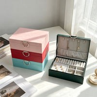 Dustdustproof Jewelry Storage Box Rectangular Jewelry Box with Tray Hard-Sided Detachable for Women, Travelers, Dresser, Vanity, Travel