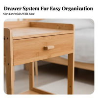 Modern Design Rolling Nightstand with Drawers On Wheels Bedside Cabinet Easy to Assemble Side Table Multi-Purpose for Apartment Dwellers, Homeowners, Students, Bedroom, Small Areas, Office