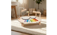 Wooden Drum Set with Mallet Hand Eye Coordination Music Activity Table Fine Motor Foundational Skills Instrument for Infant
