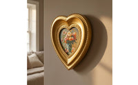Heart-Shaped Frame with Beaded Edge Gilded Heart Picture Frame Vintage-Style for Wall Decor