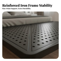 Modern Metal Bed Heavy Duty Modern Metal Bedframe No Box Spring Needed Suspended Iron Bed for Apartment Dwellers, Design Enthusiasts, Guest Room