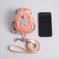 Small Dog Leash and Cute Dog Harness, Coiled Non-Retractable Puppy Leash, Cute Cat Harness and Cat Walking Harness for Pets