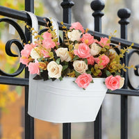 Plant Pots with Spray Paint Finish for Hanging Plant Displays, Metal Planter with Detachable Hook, Balcony Planters for Railing, Wall Planter