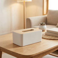 Tissue Box for Home Office and Living Room, Modern Minimalist Box of Tissues with Wood Lid, Multi-purpose Rectangular Boxes of Tissues, 1 Pack