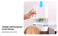 Moisture-Proof Rice Dispenser with Measuring Cup Food-Safe Cereal and Grain Storage Bin Space-Saving Design for Countertop, Kitchen Cabinet
