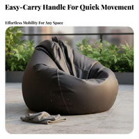 Easy to Clean Lazy Sofa Bean Bag Waterproof Tech Material Armchair Beanbag Long-Lasting Stitching Single Person Floor Lounger Portable with Handle for Adults, Students, Gamers, Living Room, Bedroom, Balcony, Apartment