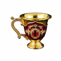 European Style Spirit Cup Elegant Design Jeweled Metal Goblet Embossed Details Barware for Wedding, Party