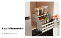 Space-Saving Pull-down Seasoning Shelf Anti-Fall Guardrail Pull-down Cabinet Shelf Strong Load-Bearing Kitchen Organizer Easy Reach for Organization Enthusiasts, Home Cooks, Shorter Individuals, Upper Cabinets, Pantry