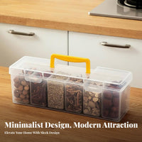 Japanese & design 6-Compartment seasoning Box particleresistant Multi-Compartment Condiment container Compartmentalized Design Seasoning Container particleresistant Lids for Home Cooks, Chefs, Foodies, Countertop, Dining Table, Cabinet, Restaurant