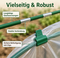 Tomato Greenhouse Fiberglass, Foil Tunnel for Raised Bed, 43cm Coated Rods, Small Greenhouse for Heat-Loving Plants