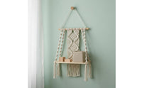 Handmade Boho Hanging Shelf Bohemian Design Macrame Wall Shelf Decorative Storage Home Decor Easy to Hang for Children, Bedroom, Nursery, Living Room