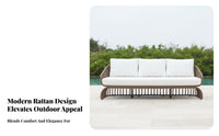 Weather Resistant 4-Piece Woven Sofa Set Luxurious upholstered pads Outdoor Furniture Modern & design Patio Seating Removable upholstered pad cases for Hotel Owners, Party Hosts, Garden, Backyard, Terrace, waterside