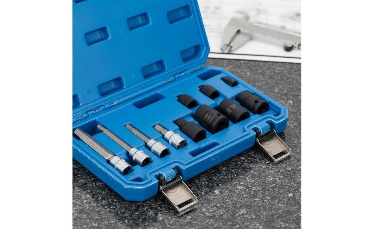 11 Pieces Brake Caliper Socket Set High Force Serrated Bit Socket Set Industrial Grade Brake Caliper Removal Kit for DIY Enthusiasts, Garage