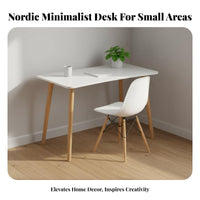 Simple Computer Desk Minimalist Design Small Home Office Desk Easy Installation Modern Writing Table for Teenagers, Remote Workers, Bedroom, Dorm Room