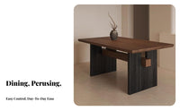 Turned-Leg Wooden Table sturdy Wood Writing Desk Wabi-Sabi Design Household Furniture for Guesthouse Owners, Hosts, Living Room, Home Office, Kitchen