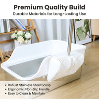 Cat Sifter with Extended Long Handle, Stainless Steel Metal Large, Handle Cat waste tray Tool for Apartment Living
