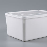 Storage Box with Ice Tray and Lid for Cocktails Drinks, Thickened Large Capacity Rectangular Ice Making Tray, Durable White Plastic, 1 Pack