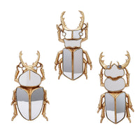 Gold Mirror Beetle Wall Decor Resin Insect Mirror for Entryway Living Room