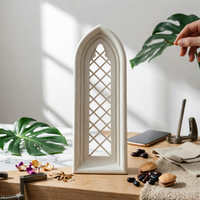 Arched Window Framed Arch Wall Decor for Dollhouse, Model Scenes
