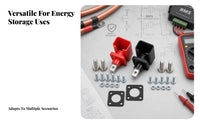 Insulated Covers Battery Terminal Connector Kit Red and Black Copper Battery Terminal Connector Threaded Post Auto Parts Flat Mounting Base