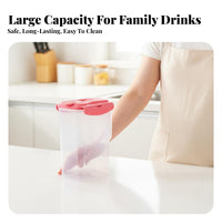 Heat Resistant 1.5L Plastic Cold Water Pitcher Easy to Clean Large Capacity Juice Pitcher with Lid Wide Mouth for Adults, Home, Dining Table