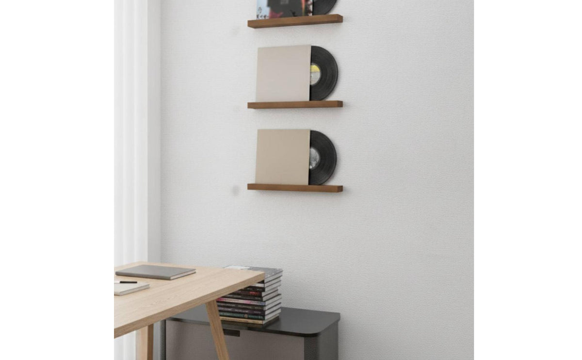 3 Pieces Vinyl Record Shelf with Lip Space-Saving Vinyl Record Shelf Narrow Levitating Shelves with Lip for Music Collectors