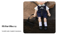1/12 Scale BJD doll school Uniform set short Sleeve Shirt pants and hat for 6inch Action Figures Accs clothes