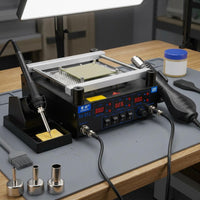 Threethree-Function Soldering Rework Station Bench-Top Preheating Rework Station Mesh Work Surface Electronic Repair Tool Temperature Control Knobs