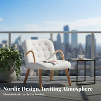 Nordic design Upholstered Armchair with Wooden Legs sturdy Wood Frame Lounge Chair space-saving Design Indoor Furniture snug Fabric for Apartment Dwellers, Young Adults, Balcony, Living Room, Bedroom, perusing corner