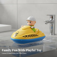 No Batteries Needed Wind-up Jet Ski Toy Child-Sized Design Clockwork Jet Ski Rounded Edges for Toddlers, Babies, Bathtub, Bathroom, Pool