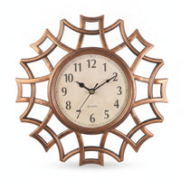 Openwork Radiating Wall Clock Antique Finish Round Wall Clock Textured Home Decor Decorative
