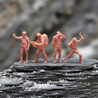 4 Pieces High Definition Miniature Climbing Squad Lifelike Poses 1/64 Scale Figure Set Fine Workmanship 1/64 Scale People Figurine Collectible Quality for Hobbyists, Collectors, Dioramas, Sand Table Models
