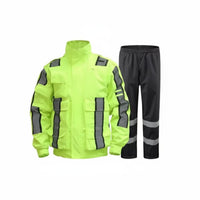 Long-Lasting Reflective Rain Suit Windproof High Visibility Rain Suit Adjustable Fit Fluorescent Safety Jacket and Pants Taped Sealed Seams for Road Workers, Emergency Responders, Cyclists, Roadside Work, Construction Sites
